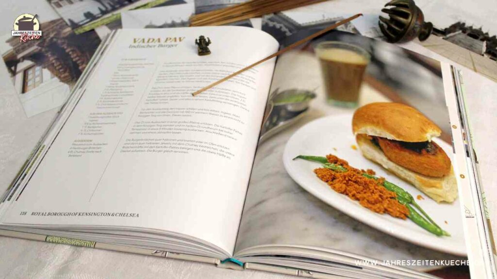 Lunch in London, Abbildung der Seiten 118 und 119 mit dem Rezept von Vada Pav