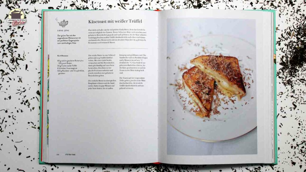 Seite 106 + 107 aus Fortnum & Mason - It's Tea Time mit einem Rezept für Käsetoast mit weißer Trüffel